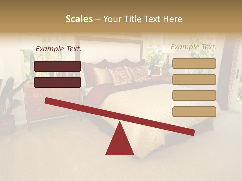 A Bed Room With A Neatly Made Bed And A Plant PowerPoint Template