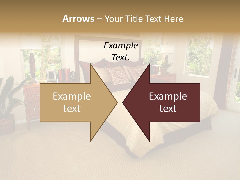 A Bed Room With A Neatly Made Bed And A Plant PowerPoint Template