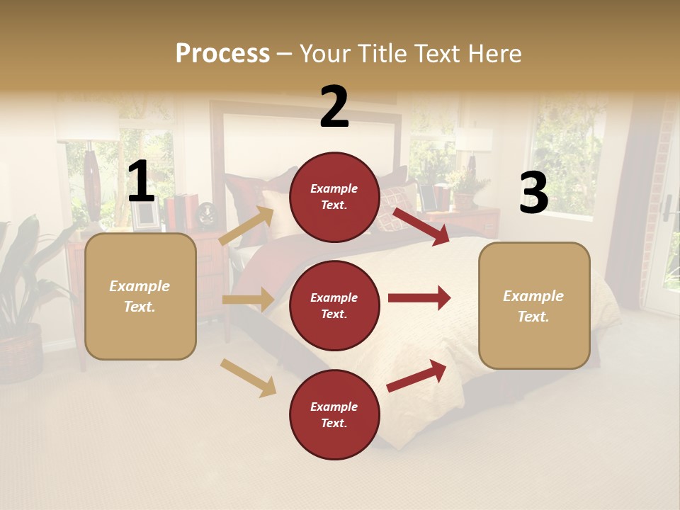 A Bed Room With A Neatly Made Bed And A Plant PowerPoint Template
