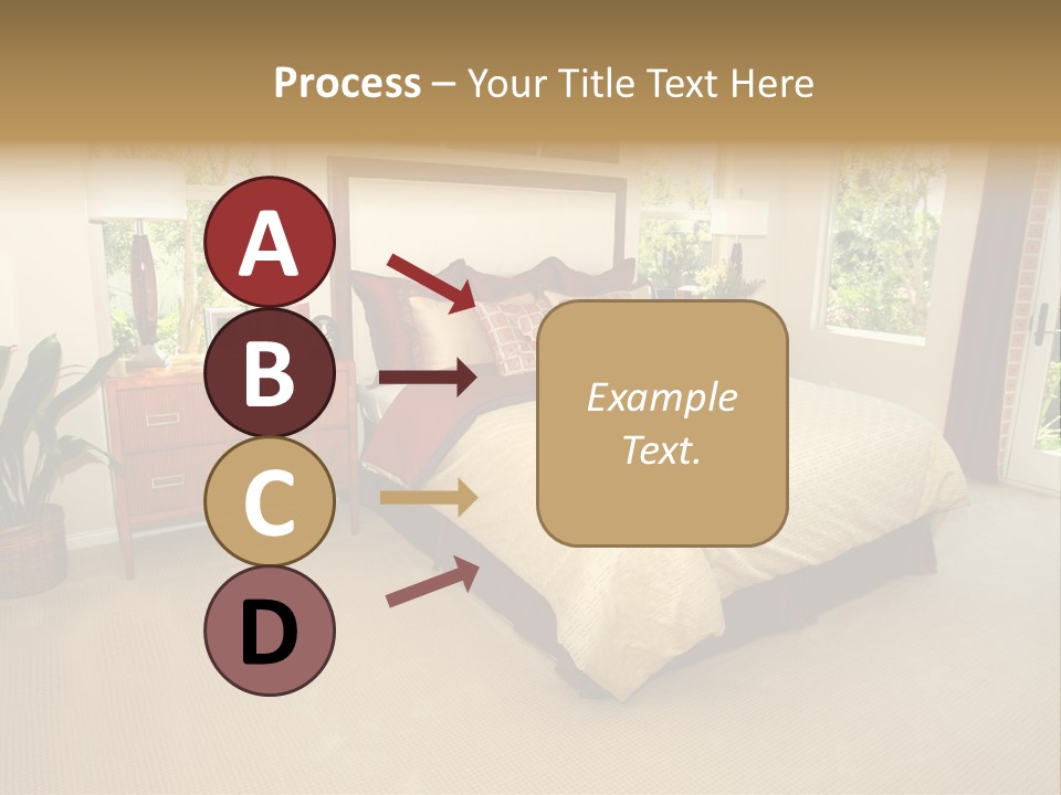 A Bed Room With A Neatly Made Bed And A Plant PowerPoint Template
