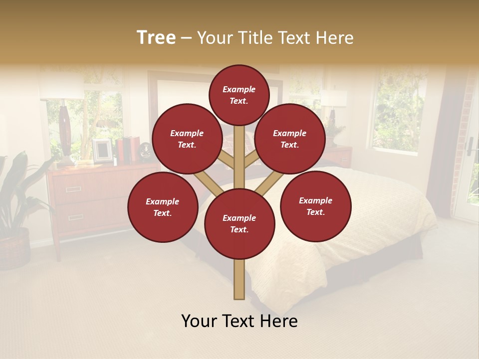 A Bed Room With A Neatly Made Bed And A Plant PowerPoint Template