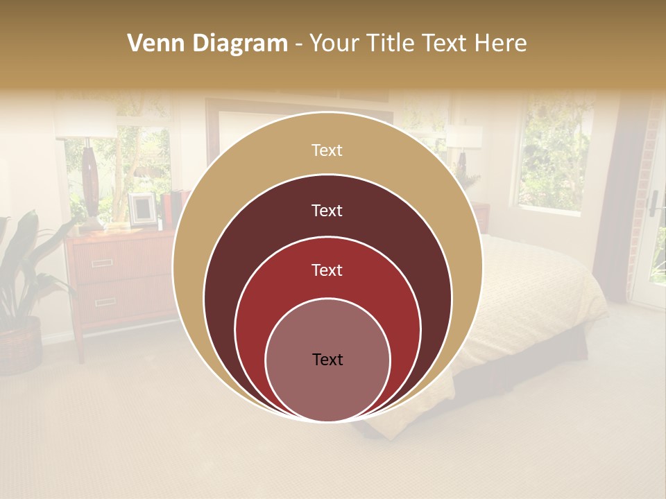 A Bed Room With A Neatly Made Bed And A Plant PowerPoint Template