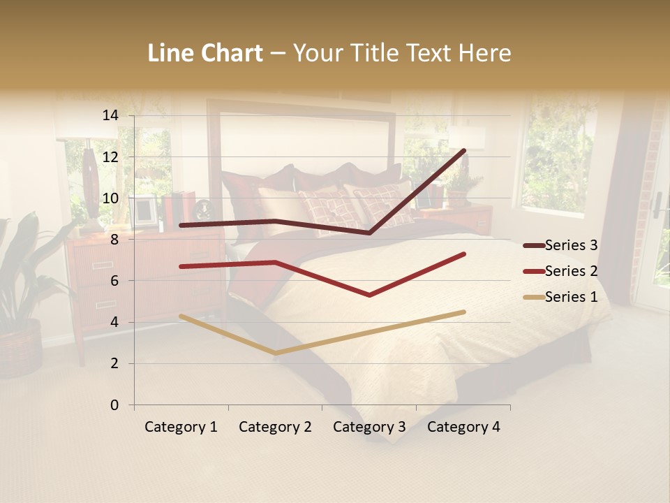 A Bed Room With A Neatly Made Bed And A Plant PowerPoint Template