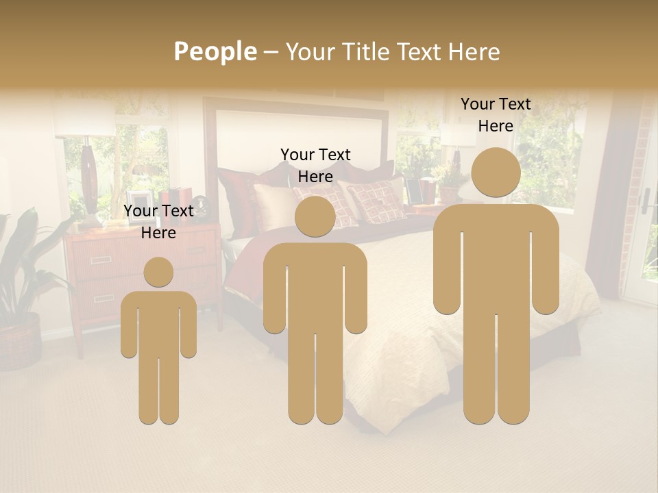 A Bed Room With A Neatly Made Bed And A Plant PowerPoint Template