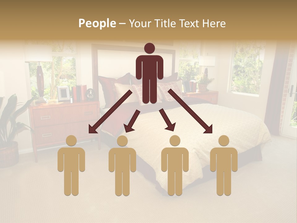 A Bed Room With A Neatly Made Bed And A Plant PowerPoint Template