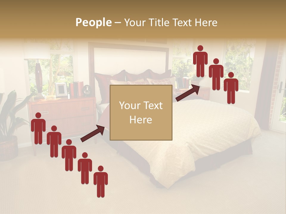 A Bed Room With A Neatly Made Bed And A Plant PowerPoint Template