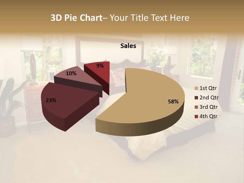 A Bed Room With A Neatly Made Bed And A Plant PowerPoint Template