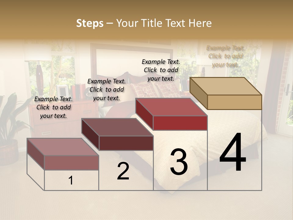 A Bed Room With A Neatly Made Bed And A Plant PowerPoint Template