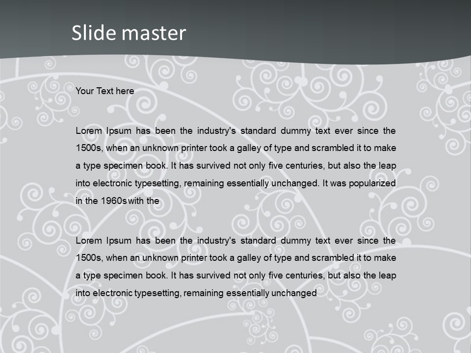A Powerpoint Presentation With Swirls On A Gray Background PowerPoint Template