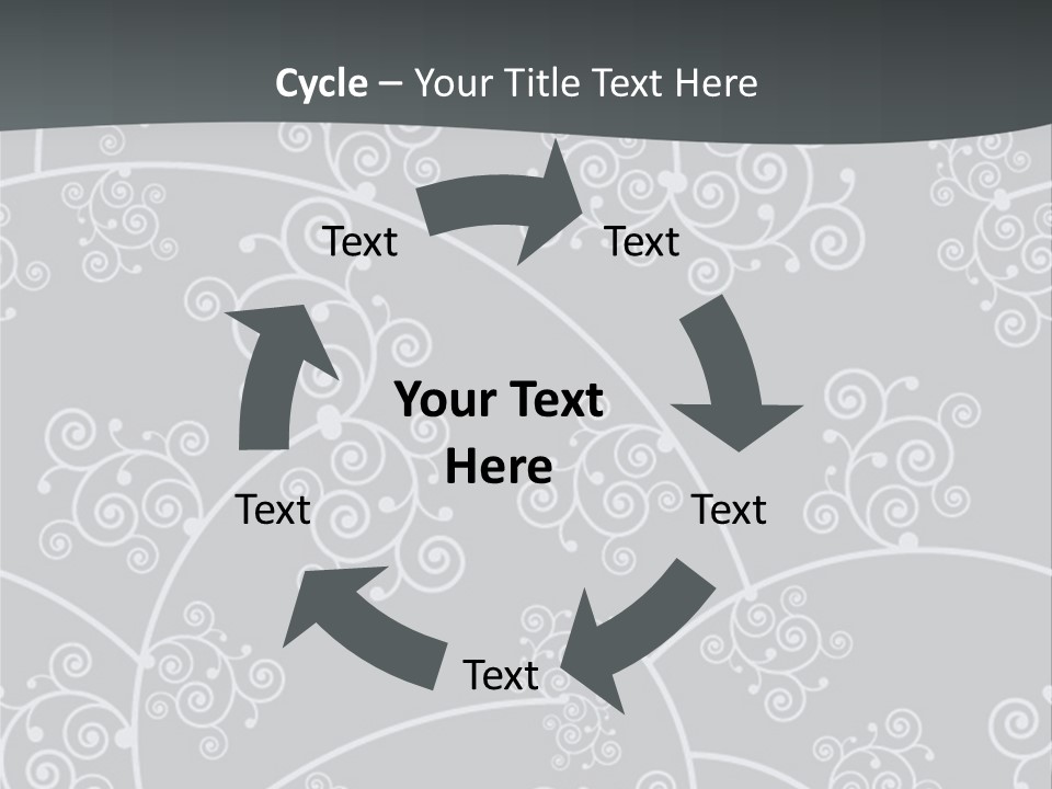 A Powerpoint Presentation With Swirls On A Gray Background PowerPoint Template
