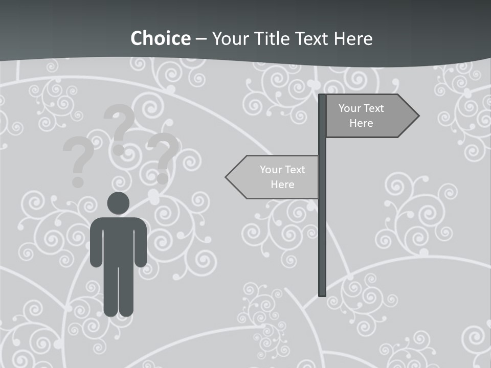 A Powerpoint Presentation With Swirls On A Gray Background PowerPoint Template