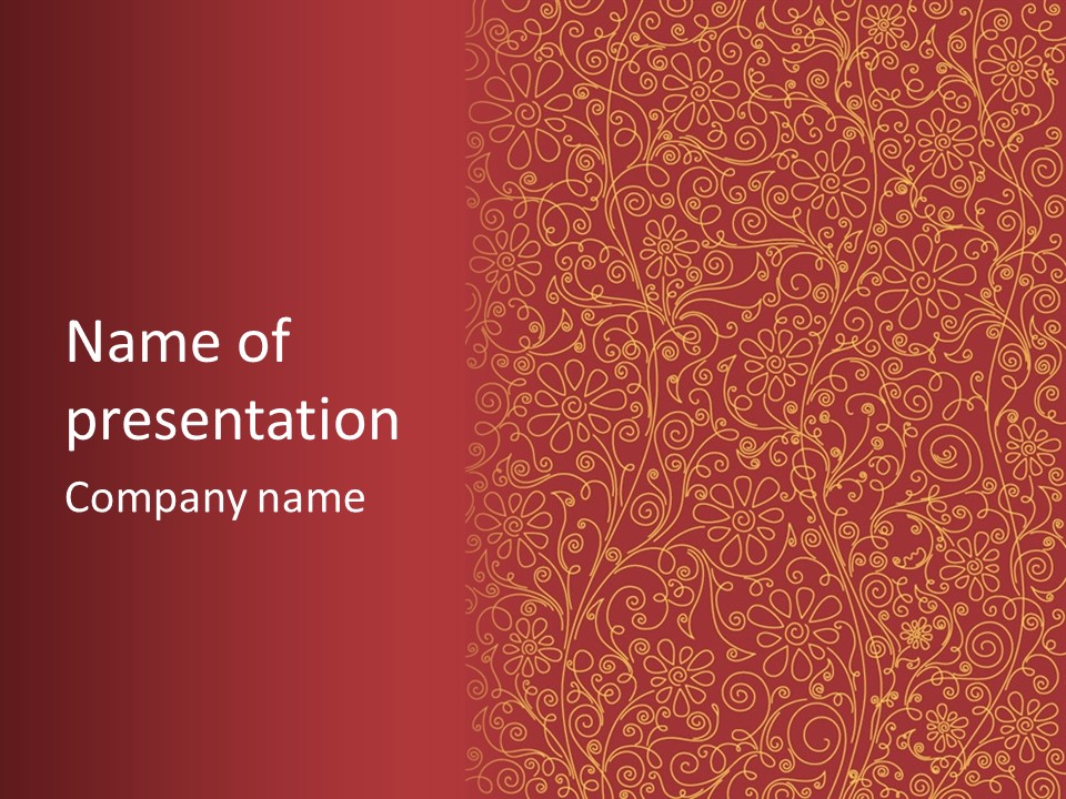 A Red And Gold Floral Powerpoint Presentation PowerPoint Template