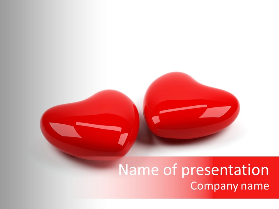 Two Red Hearts On A White Background Powerpoint Template PowerPoint Template