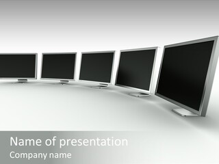 A Row Of Televisions Sitting In Front Of Each Other PowerPoint Template