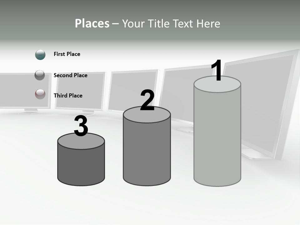 A Row Of Televisions Sitting In Front Of Each Other PowerPoint Template