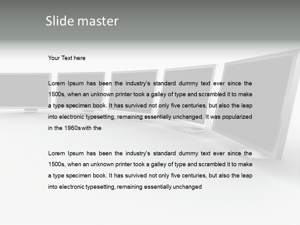 A Row Of Televisions Sitting In Front Of Each Other PowerPoint Template