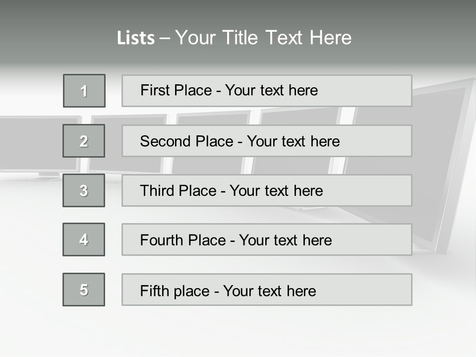 A Row Of Televisions Sitting In Front Of Each Other PowerPoint Template