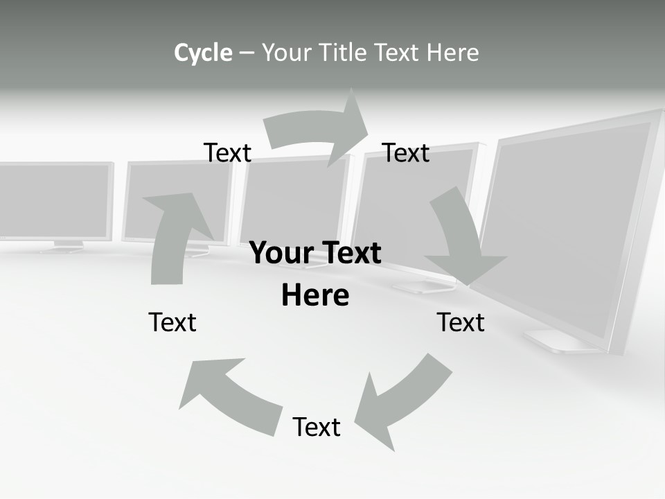 A Row Of Televisions Sitting In Front Of Each Other PowerPoint Template