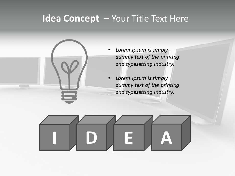 A Row Of Televisions Sitting In Front Of Each Other PowerPoint Template