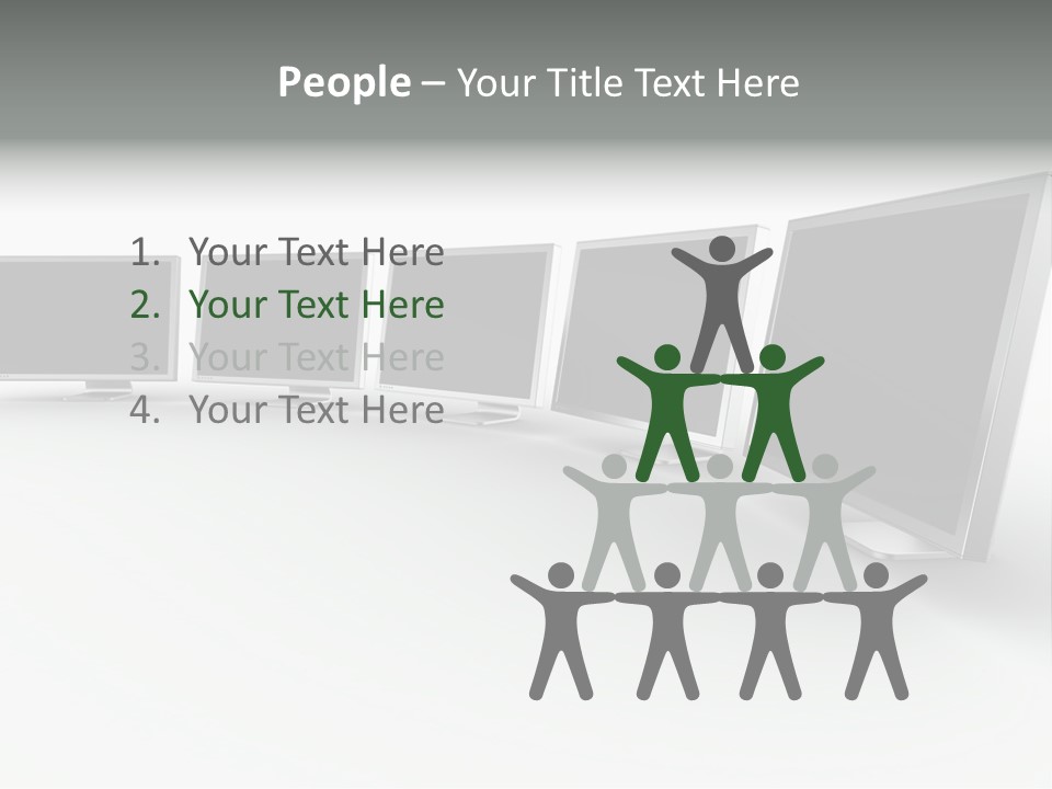 A Row Of Televisions Sitting In Front Of Each Other PowerPoint Template