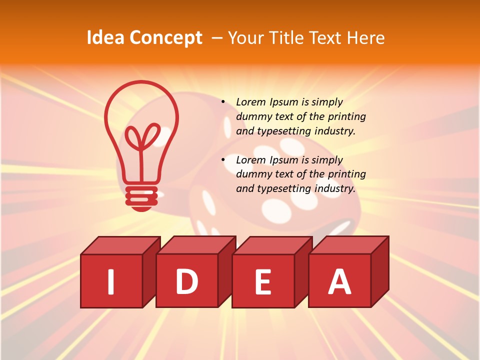 A Pair Of Dices On A Red And Yellow Background PowerPoint Template