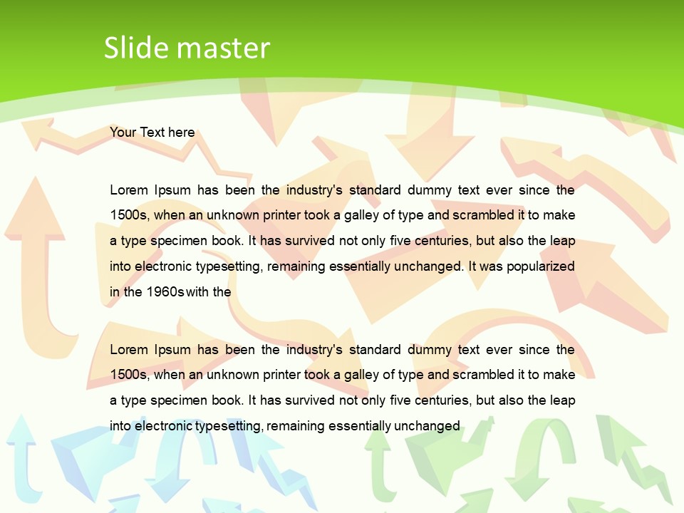 A Bunch Of Arrows On A Green Background PowerPoint Template