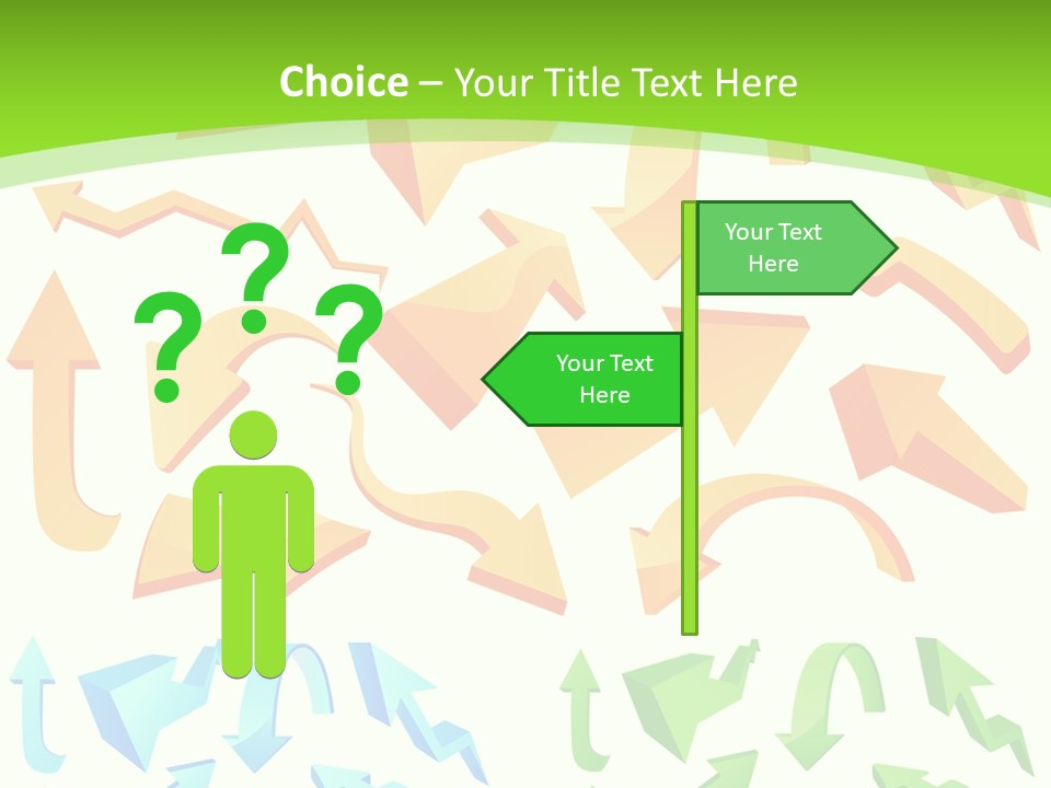 A Bunch Of Arrows On A Green Background PowerPoint Template