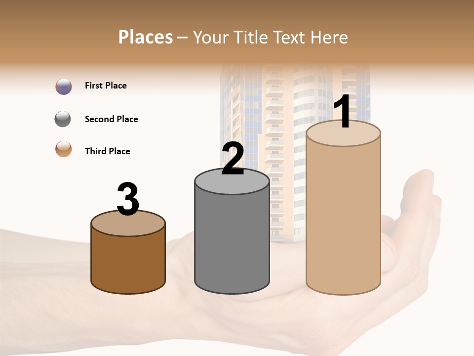 A Hand Holding A Model Of A Building PowerPoint Template