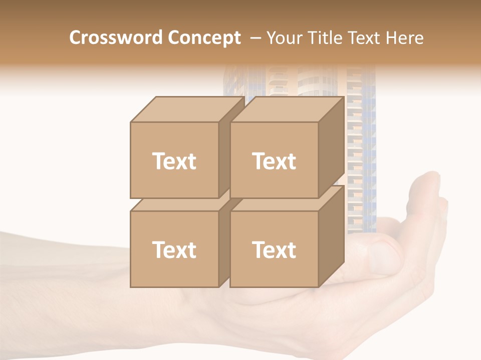 A Hand Holding A Model Of A Building PowerPoint Template