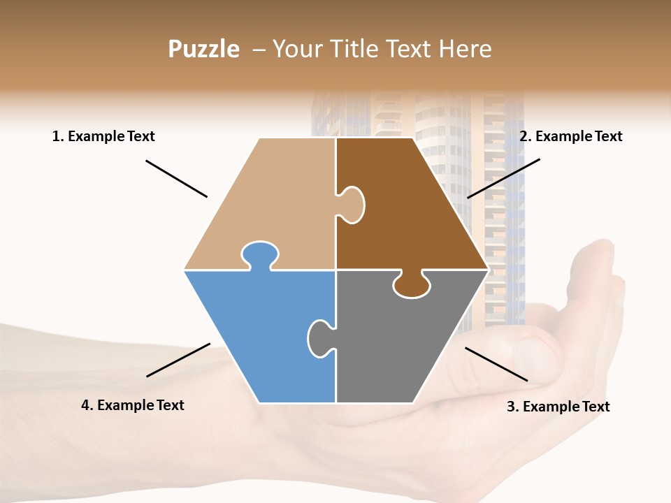 A Hand Holding A Model Of A Building PowerPoint Template
