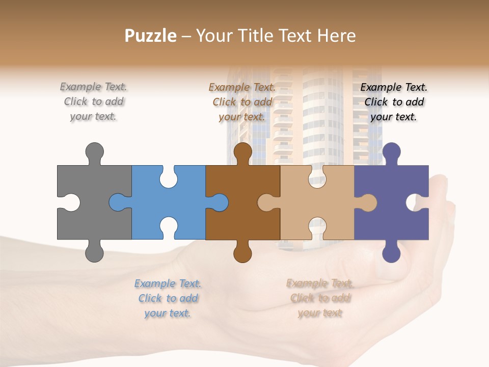A Hand Holding A Model Of A Building PowerPoint Template