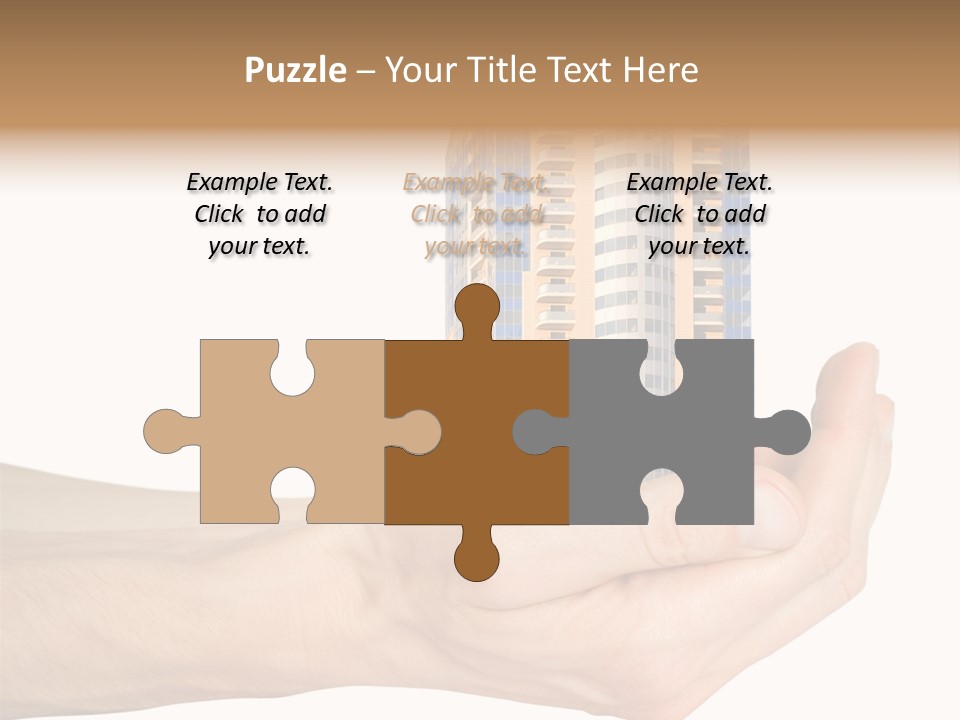 A Hand Holding A Model Of A Building PowerPoint Template