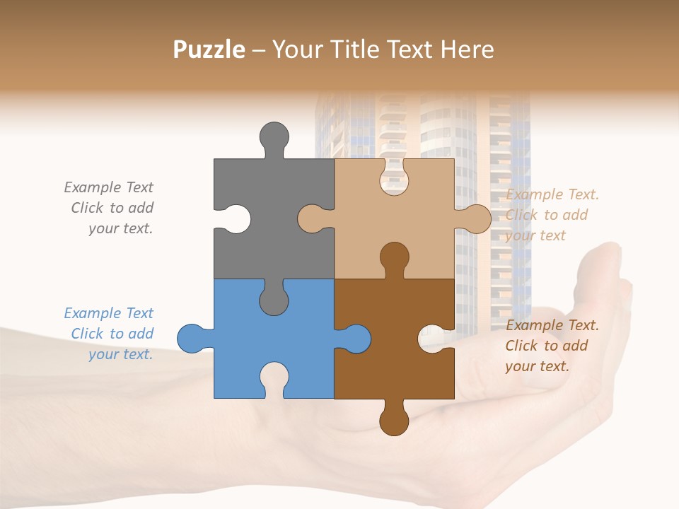 A Hand Holding A Model Of A Building PowerPoint Template