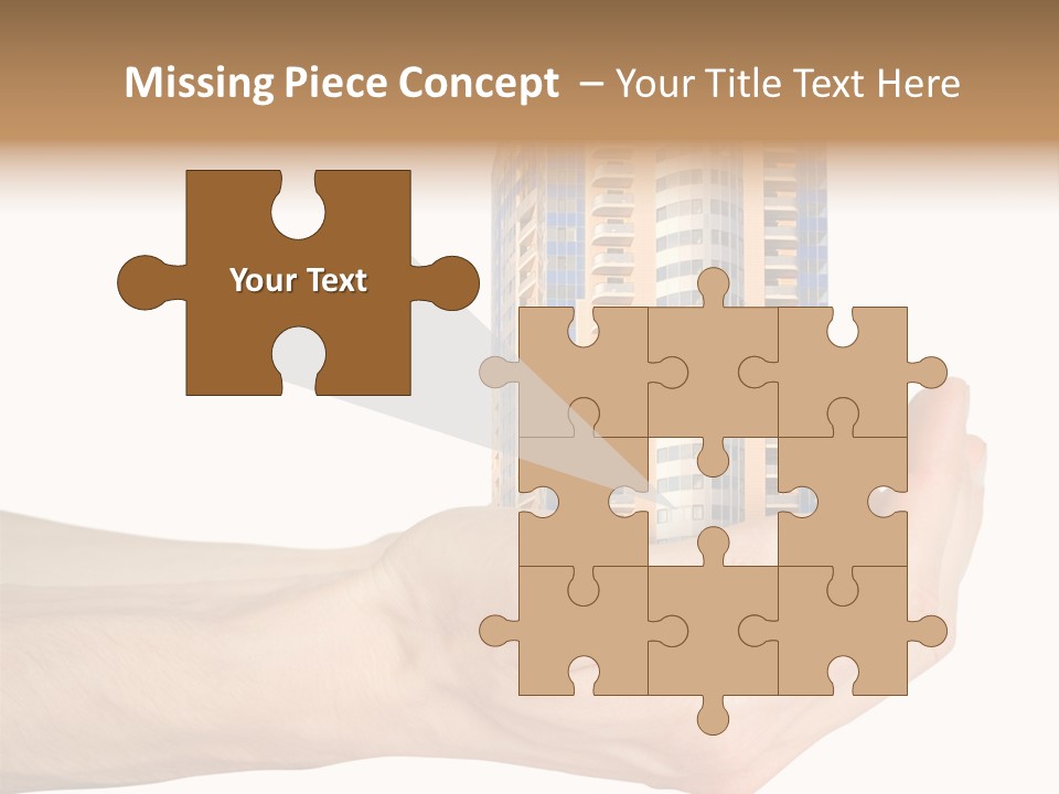 A Hand Holding A Model Of A Building PowerPoint Template