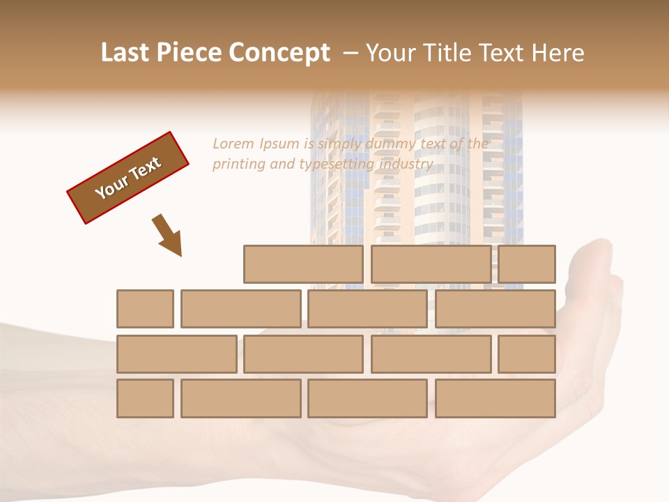 A Hand Holding A Model Of A Building PowerPoint Template