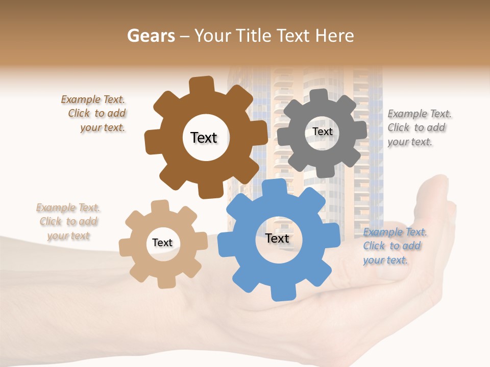 A Hand Holding A Model Of A Building PowerPoint Template