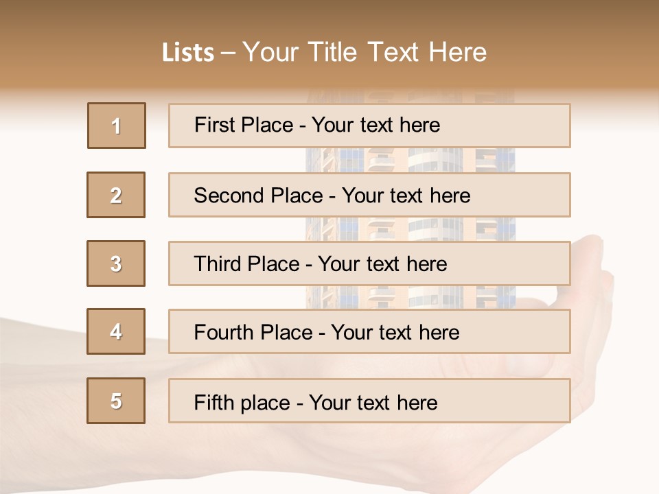 A Hand Holding A Model Of A Building PowerPoint Template