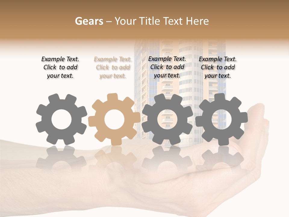 A Hand Holding A Model Of A Building PowerPoint Template