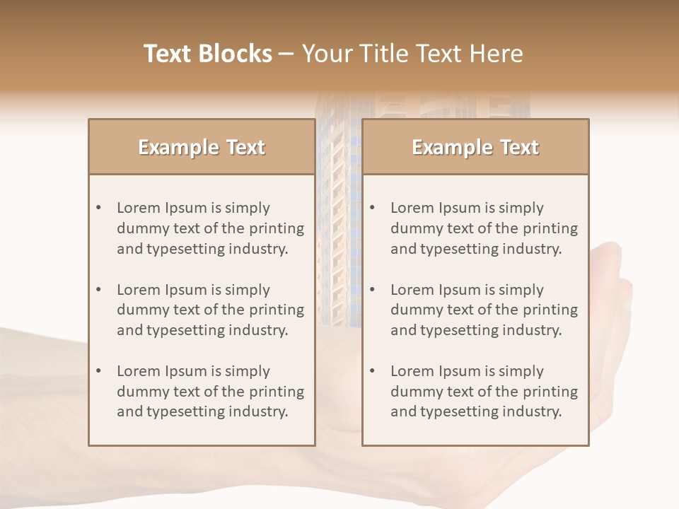 A Hand Holding A Model Of A Building PowerPoint Template