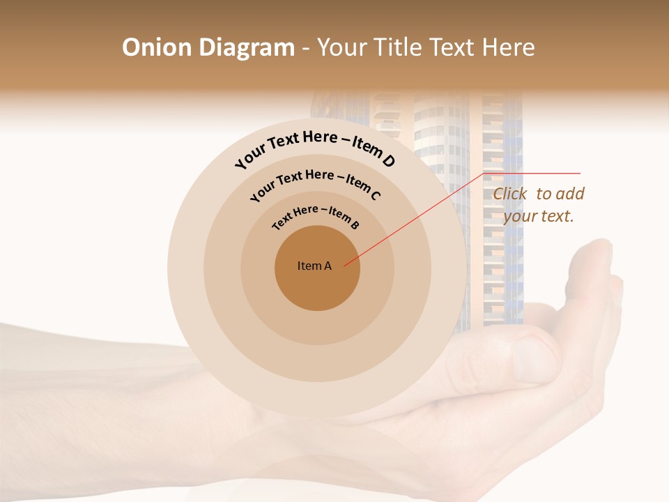 A Hand Holding A Model Of A Building PowerPoint Template