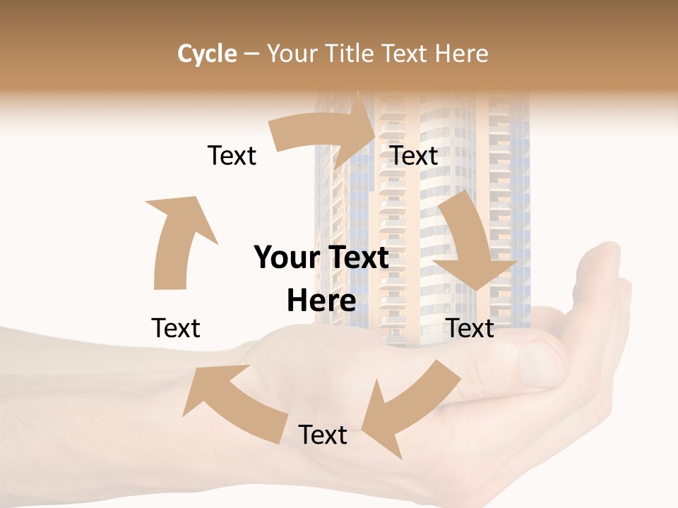 A Hand Holding A Model Of A Building PowerPoint Template