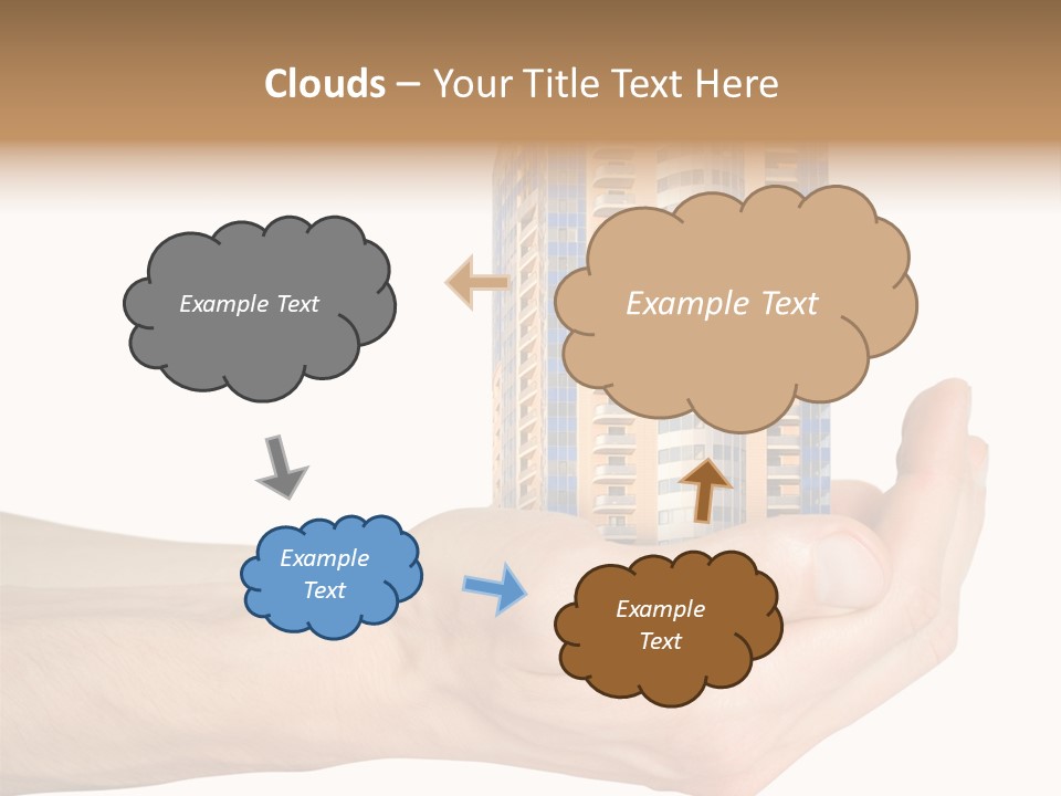 A Hand Holding A Model Of A Building PowerPoint Template