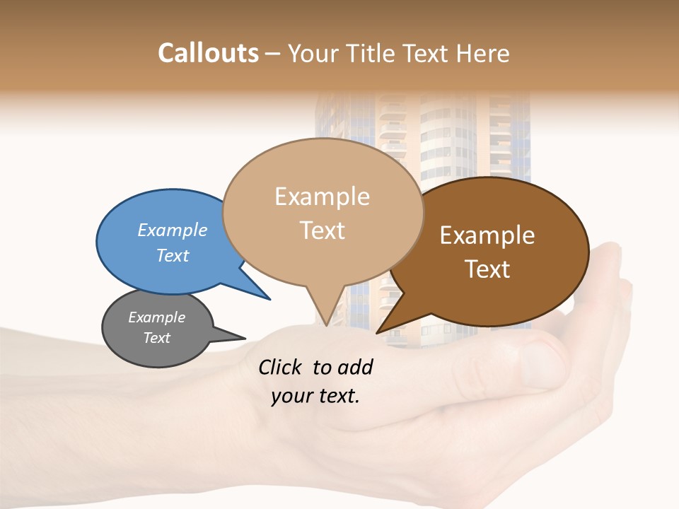 A Hand Holding A Model Of A Building PowerPoint Template