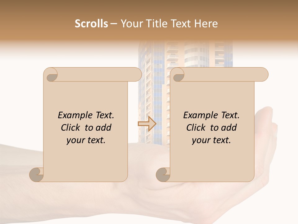 A Hand Holding A Model Of A Building PowerPoint Template