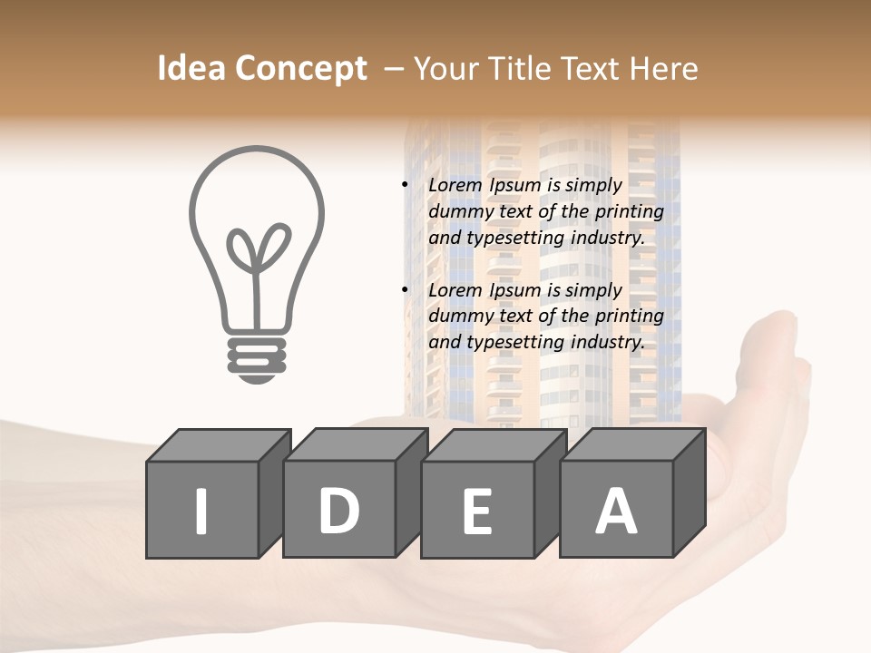 A Hand Holding A Model Of A Building PowerPoint Template