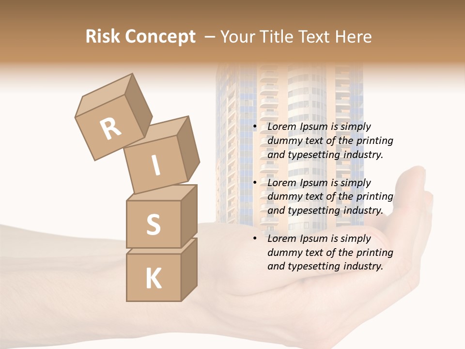A Hand Holding A Model Of A Building PowerPoint Template