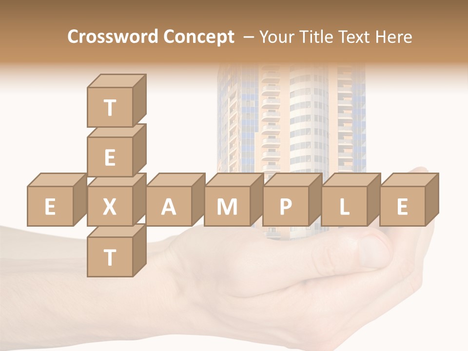 A Hand Holding A Model Of A Building PowerPoint Template