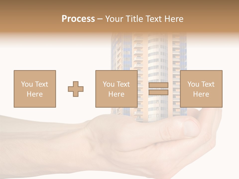 A Hand Holding A Model Of A Building PowerPoint Template