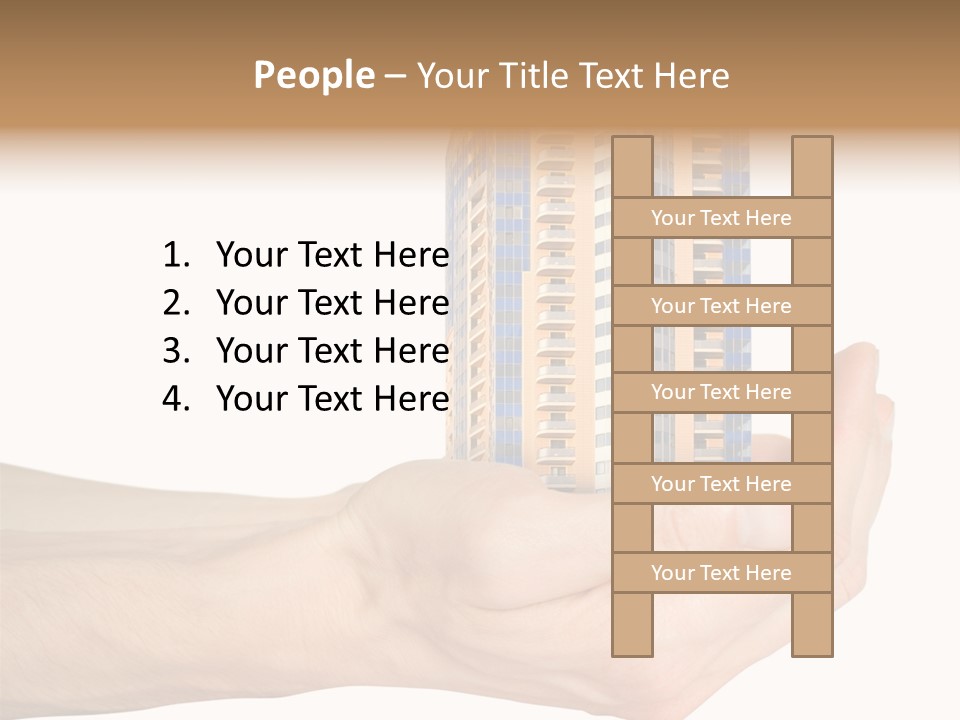 A Hand Holding A Model Of A Building PowerPoint Template