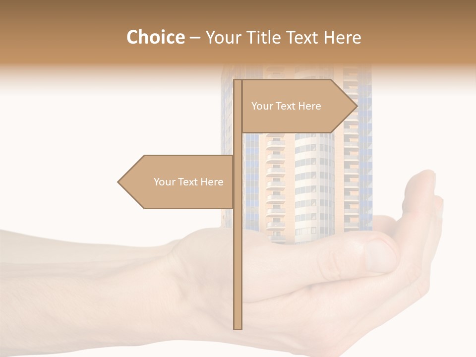 A Hand Holding A Model Of A Building PowerPoint Template